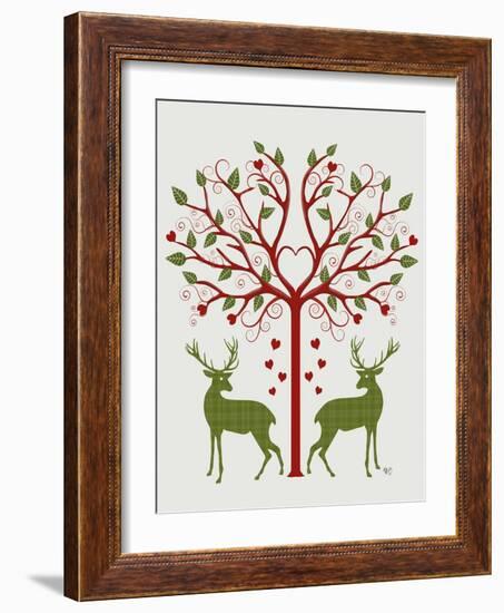 Christmas Des - Deer and Heart Tree, On Cream-Fab Funky-Framed Art Print