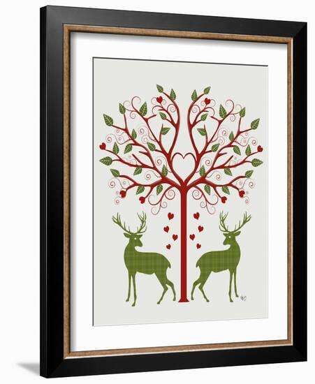 Christmas Des - Deer and Heart Tree, On Cream-Fab Funky-Framed Art Print