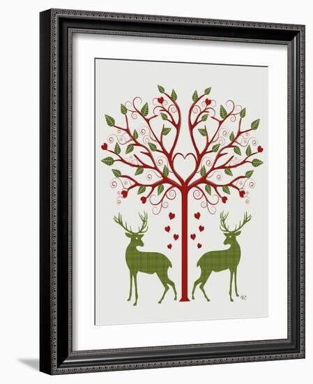 Christmas Des - Deer and Heart Tree, On Cream-Fab Funky-Framed Art Print