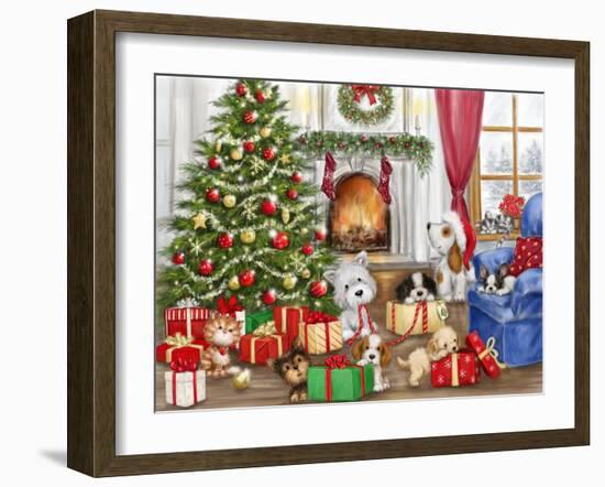 Christmas Dogs and Cats-MAKIKO-Framed Giclee Print