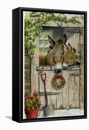 Christmas Donkies-Janet Pidoux-Framed Premier Image Canvas