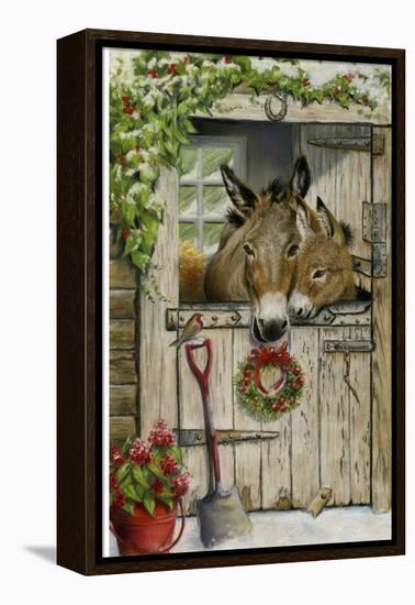 Christmas Donkies-Janet Pidoux-Framed Premier Image Canvas