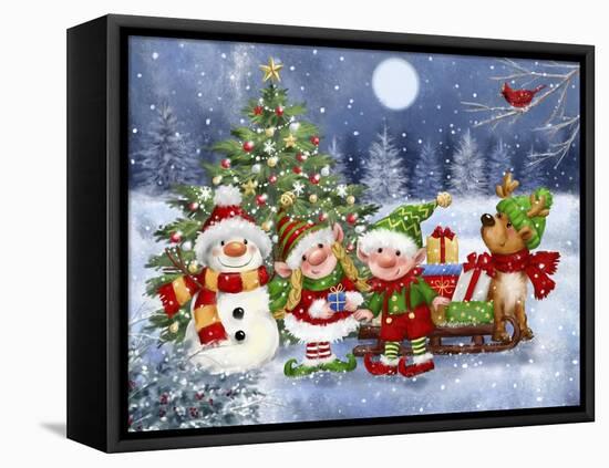 Christmas Elves and Friends-MAKIKO-Framed Premier Image Canvas