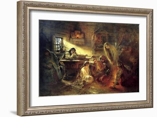 Christmas Eve Fortune Telling, 19th Century-Konstantin Makovsky-Framed Giclee Print