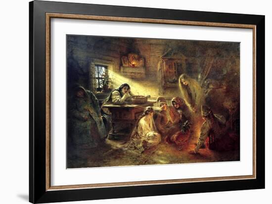 Christmas Eve Fortune Telling, 19th Century-Konstantin Makovsky-Framed Giclee Print