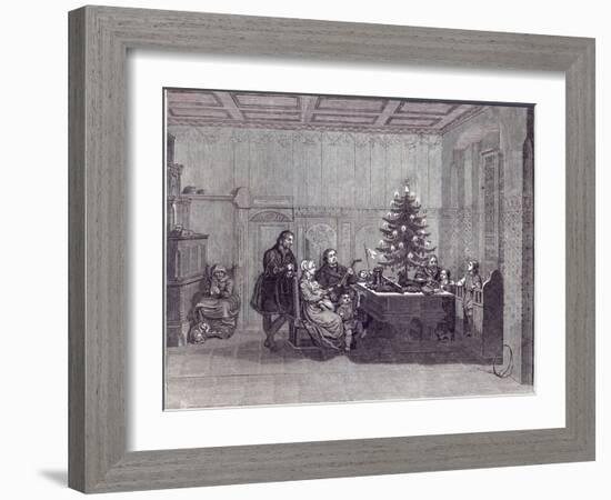 Christmas Eve in Germany: Martin Luther and his family, from 'The Illustrated London News'-null-Framed Giclee Print