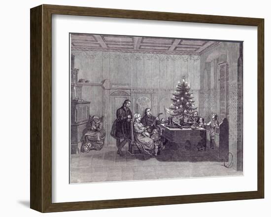 Christmas Eve in Germany: Martin Luther and his family, from 'The Illustrated London News'-null-Framed Giclee Print