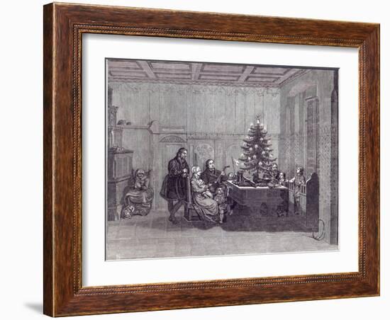 Christmas Eve in Germany: Martin Luther and his family, from 'The Illustrated London News'-null-Framed Giclee Print