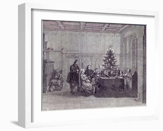 Christmas Eve in Germany: Martin Luther and his family, from 'The Illustrated London News'-null-Framed Giclee Print