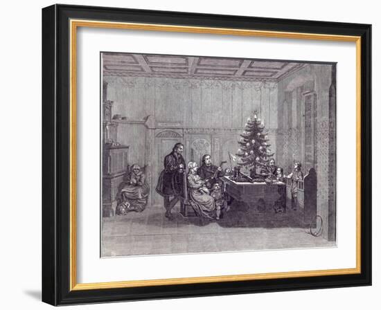 Christmas Eve in Germany: Martin Luther and his family, from 'The Illustrated London News'-null-Framed Giclee Print