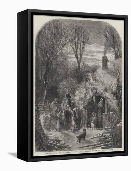 Christmas-Eve, the Cottager's Return from Market-Myles Birket Foster-Framed Premier Image Canvas