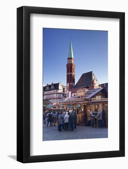 Christmas fair at Roemer, Roemerberg square, Nikolaikirche church, Frankfurt, Hesse, Germany, Europ-Markus Lange-Framed Photographic Print