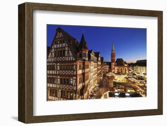 Christmas fair at Roemer, Roemerberg square, Nikolaikirche church, Frankfurt, Hesse, Germany, Europ-Markus Lange-Framed Photographic Print