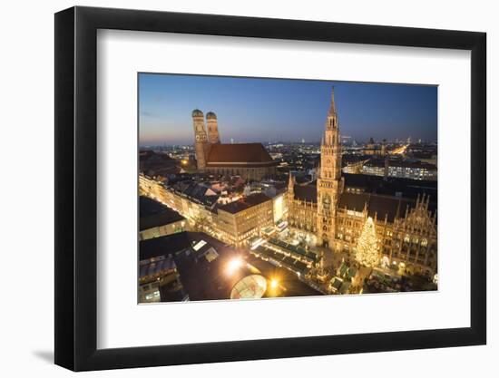 Christmas Fair, Marienplatz from Above, Munich, Bavaria, Germany-Benjamin Engler-Framed Photographic Print