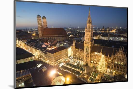 Christmas Fair, Marienplatz from Above, Munich, Bavaria, Germany-Benjamin Engler-Mounted Photographic Print