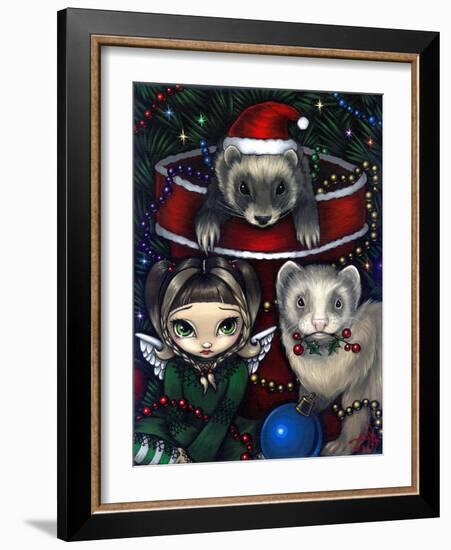 Christmas Ferrets - a Ferret Painting-Jasmine Becket-Griffith-Framed Art Print