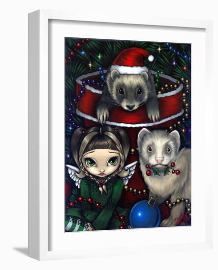 Christmas Ferrets - a Ferret Painting-Jasmine Becket-Griffith-Framed Art Print