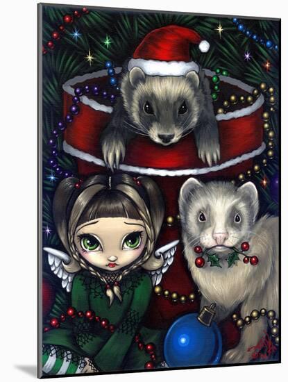 Christmas Ferrets - a Ferret Painting-Jasmine Becket-Griffith-Mounted Art Print