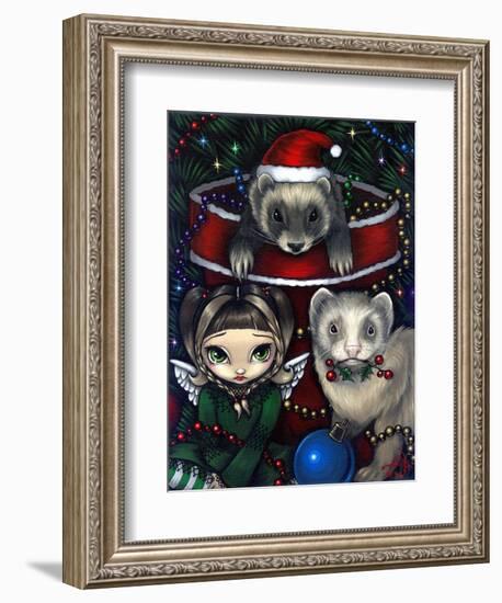 Christmas Ferrets - a Ferret Painting-Jasmine Becket-Griffith-Framed Premium Giclee Print