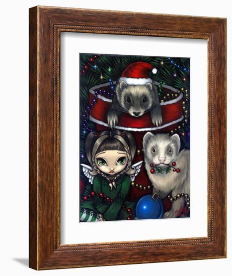 Christmas Ferrets - a Ferret Painting-Jasmine Becket-Griffith-Framed Premium Giclee Print