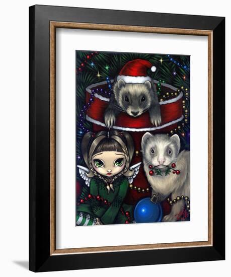 Christmas Ferrets - a Ferret Painting-Jasmine Becket-Griffith-Framed Premium Giclee Print