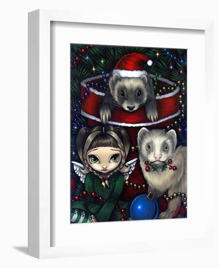 Christmas Ferrets - a Ferret Painting-Jasmine Becket-Griffith-Framed Premium Giclee Print