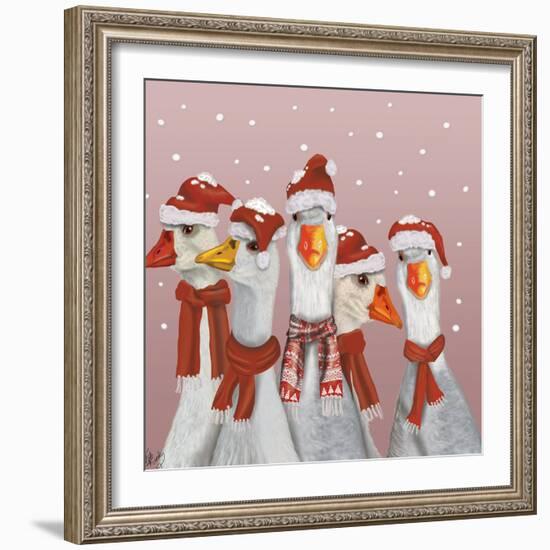 Christmas Gaggle of Geese-Fab Funky-Framed Art Print