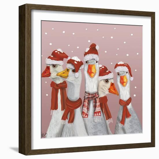 Christmas Gaggle of Geese-Fab Funky-Framed Art Print