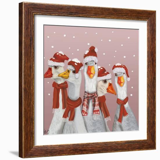 Christmas Gaggle of Geese-Fab Funky-Framed Art Print