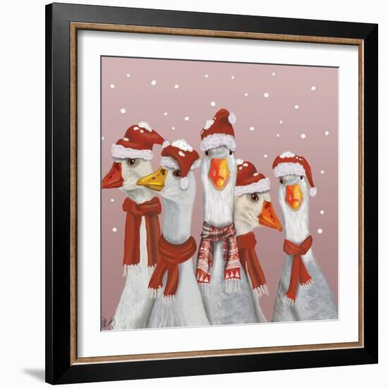 Christmas Gaggle of Geese-Fab Funky-Framed Art Print