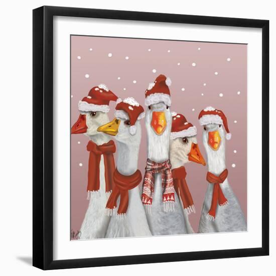 Christmas Gaggle of Geese-Fab Funky-Framed Art Print