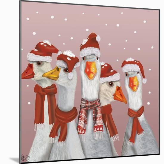 Christmas Gaggle of Geese-Fab Funky-Mounted Art Print