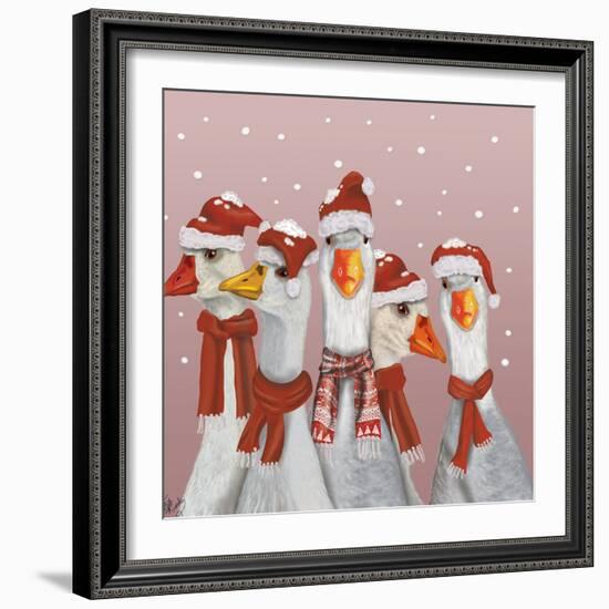 Christmas Gaggle of Geese-Fab Funky-Framed Art Print