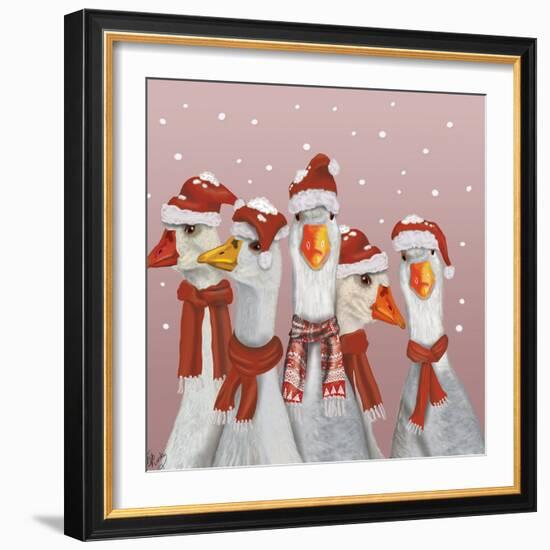 Christmas Gaggle of Geese-Fab Funky-Framed Art Print