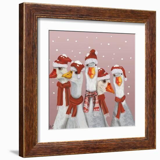 Christmas Gaggle of Geese-Fab Funky-Framed Art Print