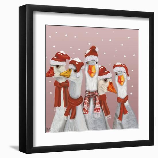 Christmas Gaggle of Geese-Fab Funky-Framed Art Print