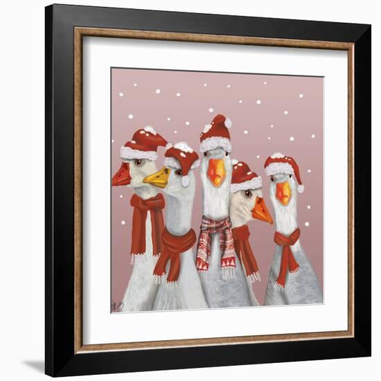 Christmas Gaggle of Geese-Fab Funky-Framed Art Print