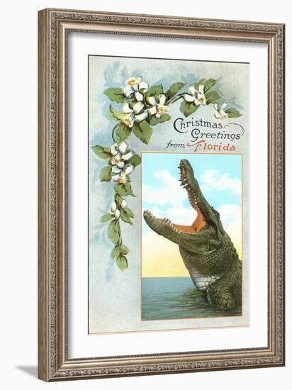 Christmas Greetings from Florida, Alligator-null-Framed Art Print