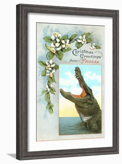 Christmas Greetings from Florida, Alligator-null-Framed Art Print