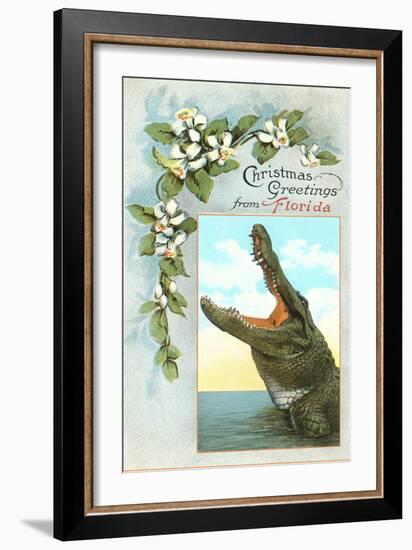 Christmas Greetings from Florida, Alligator-null-Framed Art Print