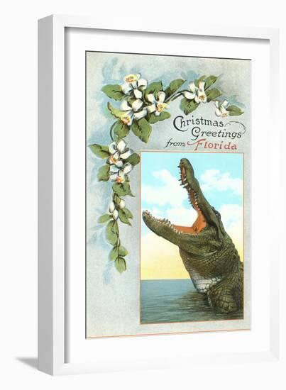 Christmas Greetings from Florida, Alligator-null-Framed Art Print