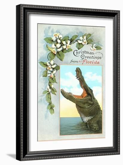 Christmas Greetings from Florida, Alligator-null-Framed Art Print