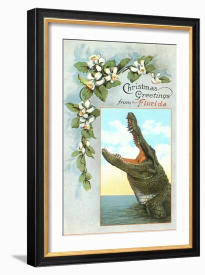 Christmas Greetings from Florida, Alligator-null-Framed Art Print