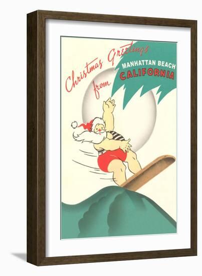 Christmas Greetings from Manhattan Beach, Santa-null-Framed Art Print