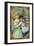 Christmas Greetings Postcard with a Girl and Doll-null-Framed Giclee Print