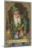 Christmas Greetings Postcard with Father Christmas-null-Mounted Giclee Print