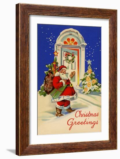 Christmas Greetings-Curt Teich & Company-Framed Art Print