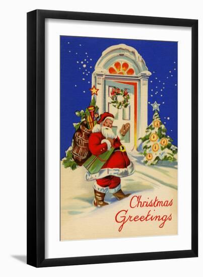 Christmas Greetings-Curt Teich & Company-Framed Art Print