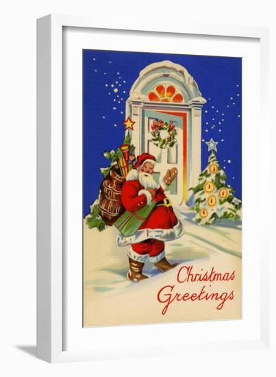 Christmas Greetings-Curt Teich & Company-Framed Art Print