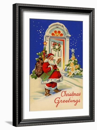 Christmas Greetings-Curt Teich & Company-Framed Art Print